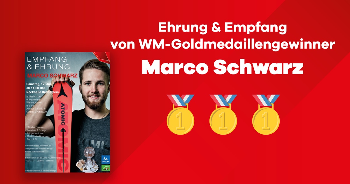 Ehrung von WM-Goldmedaillengewinner Marco Schwarz